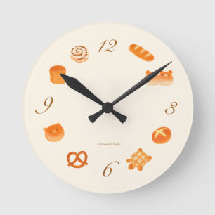Reloj Redondo Mediano Estética Japonesa Kawaii Panadería Acogedora Panes