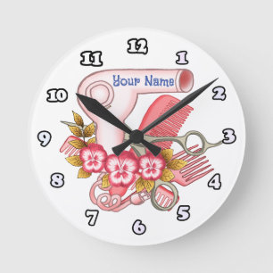 Reloj Redondo Mediano Esteticista de Pensamiento Rosa
