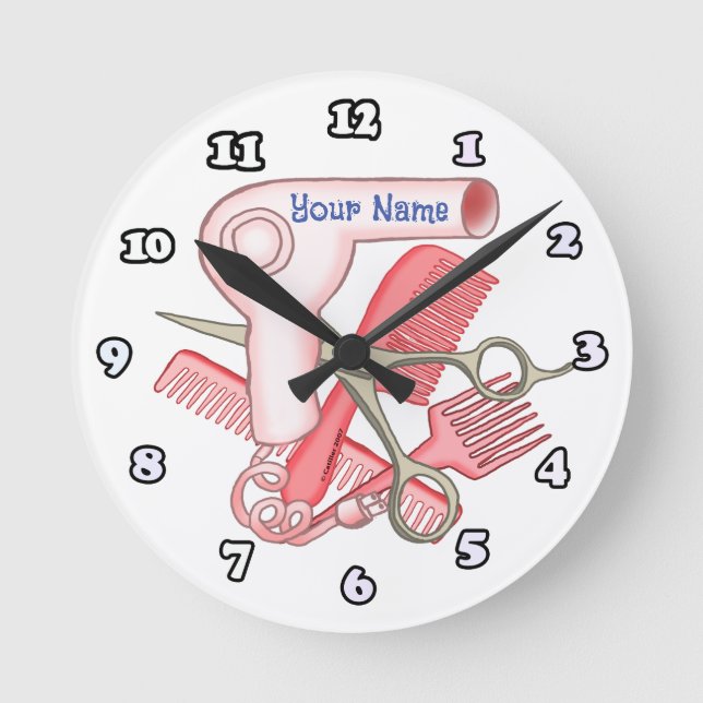 Reloj Redondo Mediano Esteticista Rosa (Anverso)