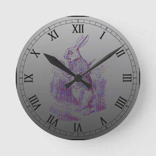 Reloj Redondo Mediano Estilo blanco de Letterpess del conejo