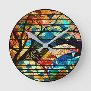 RELOJ REDONDO MEDIANO ESTILO DE ARTE JAPONÉS BOSQUE MODERNO