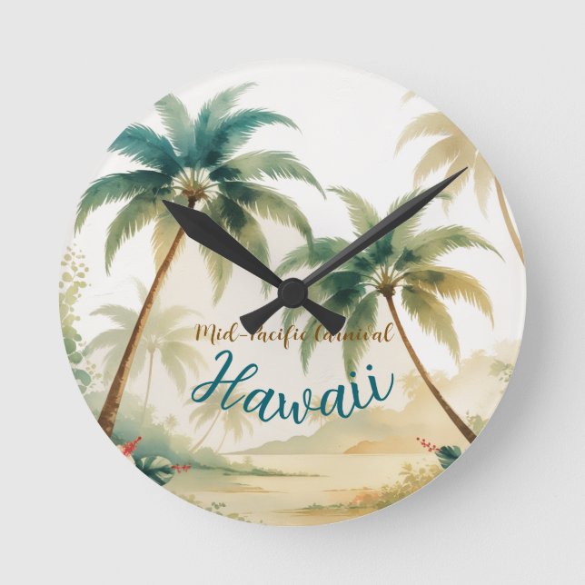 Reloj Redondo Mediano Estilo de época Hawai Viajes Honolulu (Anverso)