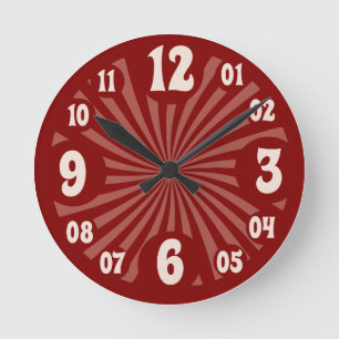 Reloj Redondo Mediano Estilo de espiral de remolino rojo