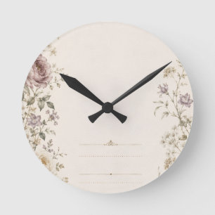 Reloj Redondo Mediano Estilo de papelería para boda de jardín vintage
