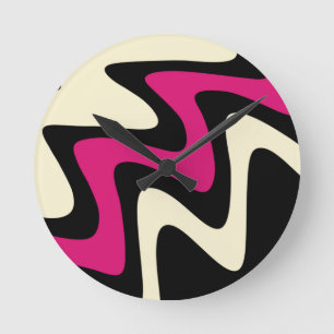 Reloj Redondo Mediano Estilo Magenta Beige Negro