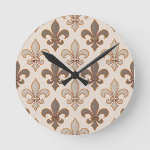 Reloj Redondo Mediano Estilo real de lis neutro en tierra