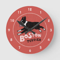 Estilo Retro Boston Terrier Saltando Perro