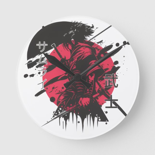 Reloj Redondo Mediano Estilo Samuri (Anverso)