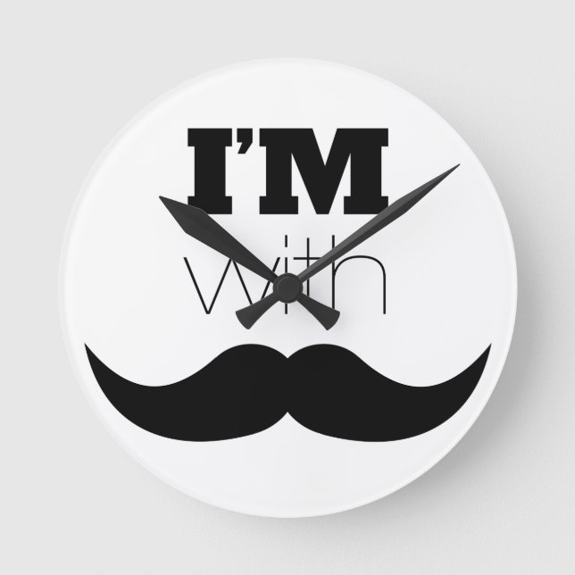 Reloj Redondo Mediano Estoy con Mustache (Anverso)