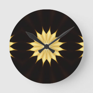Reloj Redondo Mediano Estrella amarilla brillante de diseño de Kaleidosc