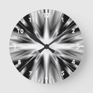 Reloj Redondo Mediano Estrella brillante en blanco y negro