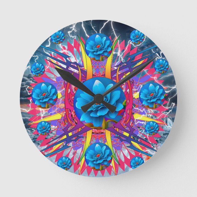 Reloj Redondo Mediano Estrella de flor (Anverso)