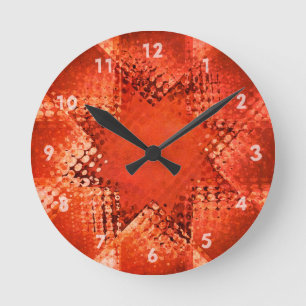 Reloj Redondo Mediano Estrella de media tonalidad retro grunge