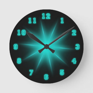 Reloj Redondo Mediano Estrella de neón azul 8"