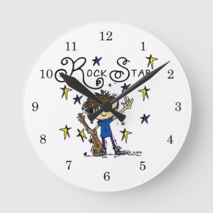 Reloj Redondo Mediano Estrella de rock de Brunette
