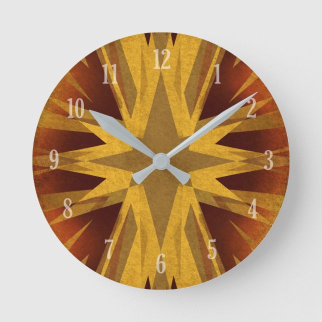 Reloj Redondo Mediano Estrella explosiva amarilla vintage (Anverso)