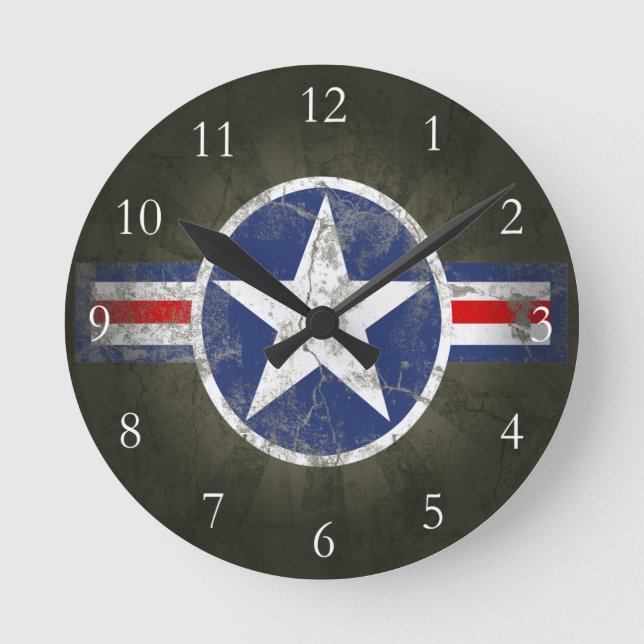 Reloj Redondo Mediano Estrella militar patriótica (Anverso)