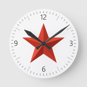 Reloj Redondo Mediano estrella roja de origami