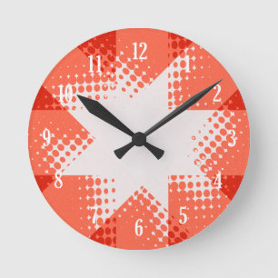 Reloj Redondo Mediano Estrella semitónica roja vintage