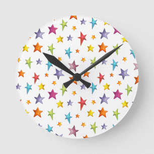 Reloj Redondo Mediano Estrellas color agua arrojan almohada