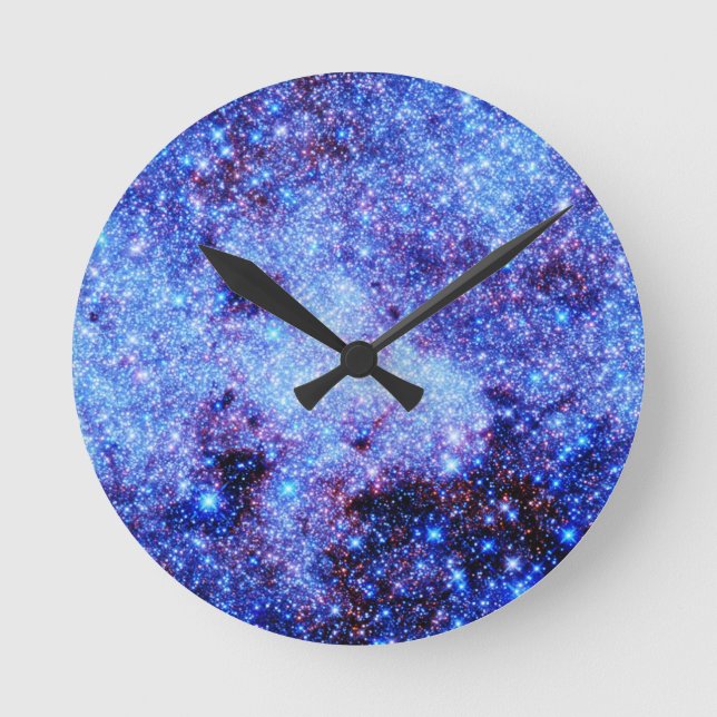 Reloj Redondo Mediano Estrellas de espuma azul (Anverso)