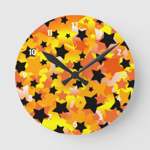 Reloj Redondo Mediano Estrellas de Halloween