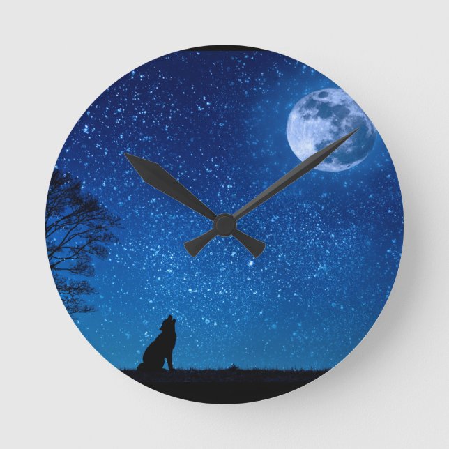 Reloj Redondo Mediano estrellas de la luna del lobo (Anverso)