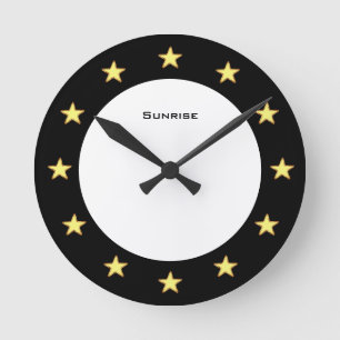 Reloj Redondo Mediano Estrellas elegantes en blanco y negro