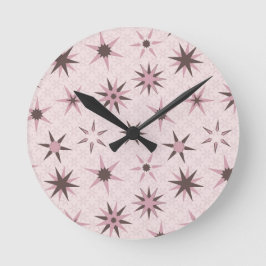 Reloj Redondo Mediano Estrellas Geo Rosa Bonito - patrón. 