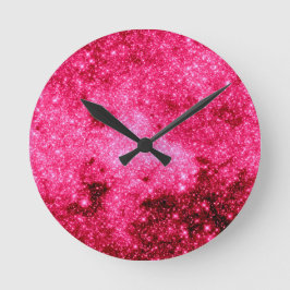 Reloj Redondo Mediano Estrellas rosadas calientes
