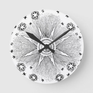 Reloj Redondo Mediano Estrellas Solares Cielo Nocturno Antiguo Zodíaco M