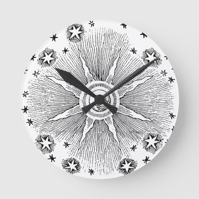 Reloj Redondo Mediano Estrellas Solares Cielo Nocturno Antiguo Zodíaco M (Anverso)