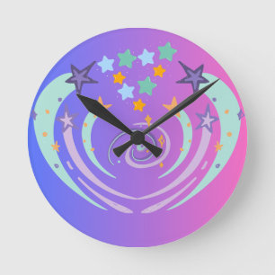 Reloj Redondo Mediano estrellas y corazón hermosos