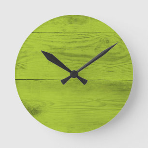 Reloj Redondo Mediano Estructura de madera verde brillante como textura