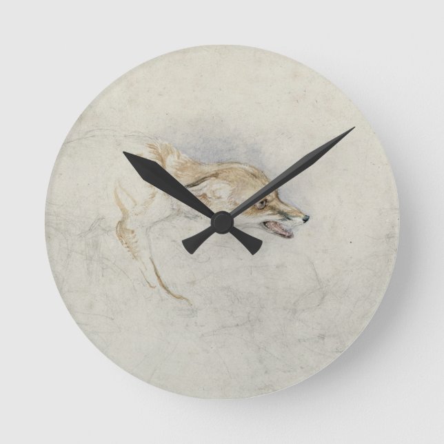 Reloj Redondo Mediano Estudio de un zorro agobiante, frente al verso der (Anverso)