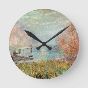 Reloj Redondo Mediano Estudio del barco de Claude Monet el   en el Sena