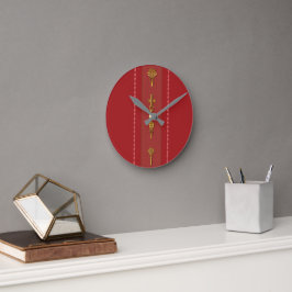 Reloj Redondo Mediano Ethiopian Orthodox Crosses – Gold on Red