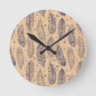 Reloj Redondo Mediano Ethnic Feather Outline Pattern