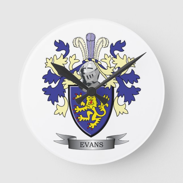 Reloj Redondo Mediano Evans Family Crest Coat of Arms (Anverso)