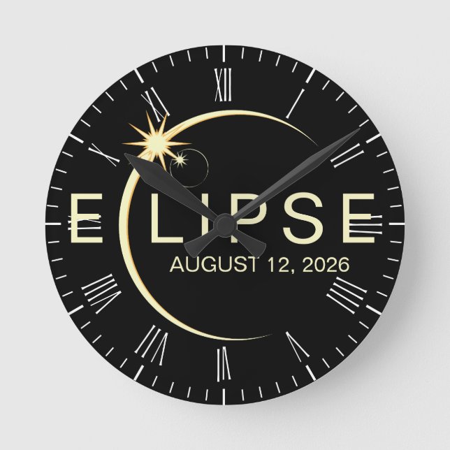 Reloj Redondo Mediano Evento de Astronomía de Eclipse Solar 2026 (Anverso)