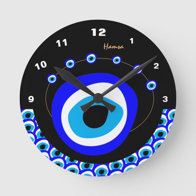 Reloj Redondo Mediano Evil Eye Talisman y Arab Amulet /turco, griego (Anverso)