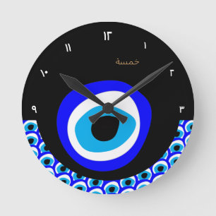 Reloj Redondo Mediano Evil Eye Talisman y Arab Amulet /turco, griego