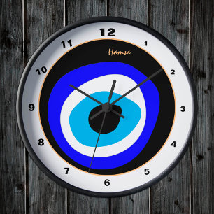 Reloj Redondo Mediano Evil Eye Talisman y Arab Amulet /turco, griego