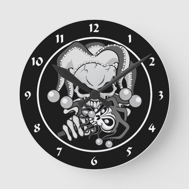 Reloj Redondo Mediano Evil Jester Skull (Anverso)