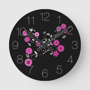 Reloj Redondo Mediano Explosión floral rosa