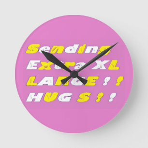 Reloj Redondo Mediano Extra Large Hugs diseño gráficos de color amarillo