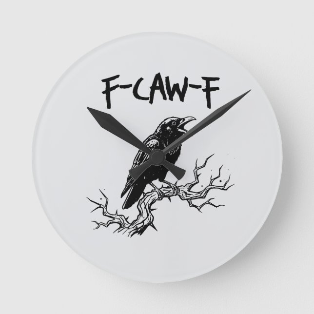Reloj Redondo Mediano f-caw-f crow raven pun (Anverso)