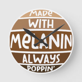 Reloj Redondo Mediano Fabricado con Melanin Poppin Black Bruh Sista