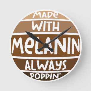Reloj Redondo Mediano Fabricado con Melanin Poppin Black Bruh Sista