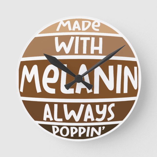 Reloj Redondo Mediano Fabricado con Melanin Poppin Black Bruh Sista (Anverso)